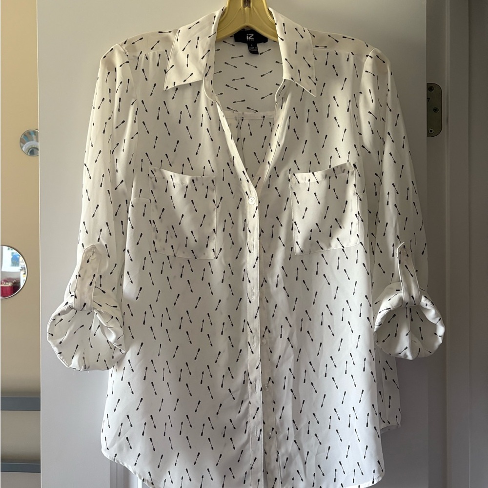 White Patterned Women's Top